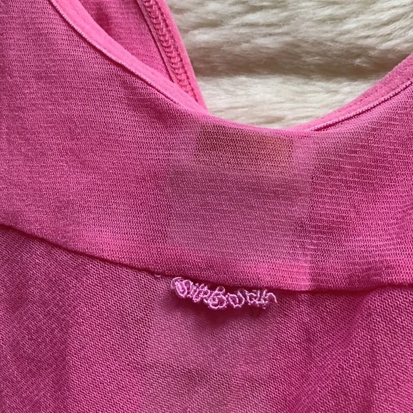 Silk&Satin pink sheer sparkling crystals open front chemise babydoll cami S - Picture 10 of 13